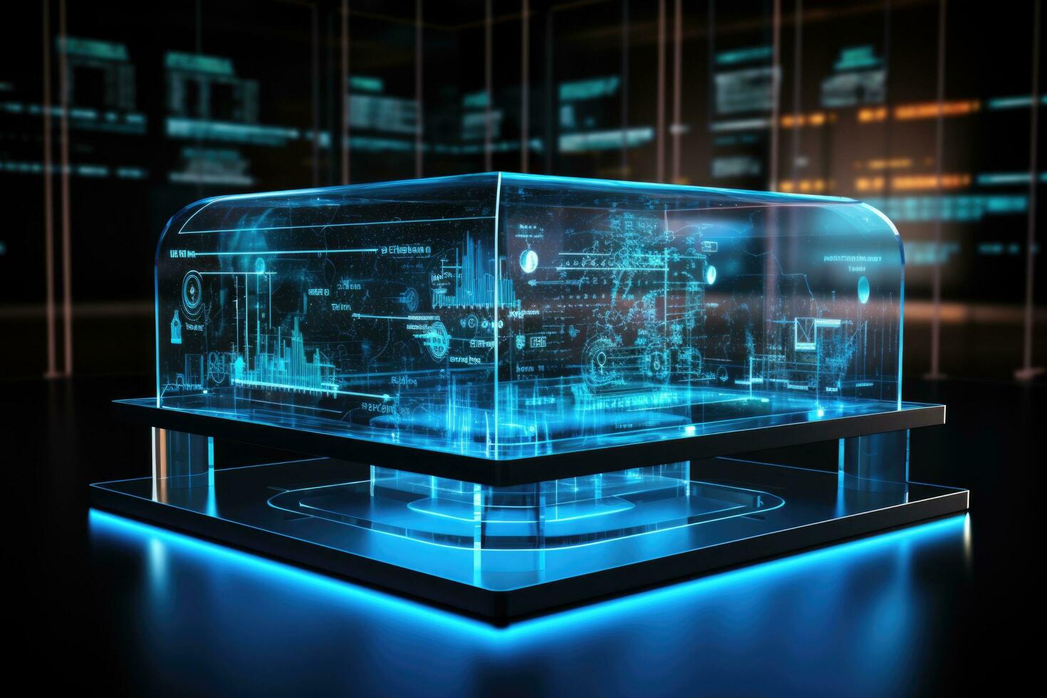 Business finance data analysis chart. Financial management technology. Virtual screen. Generated by artificial intelligence photo