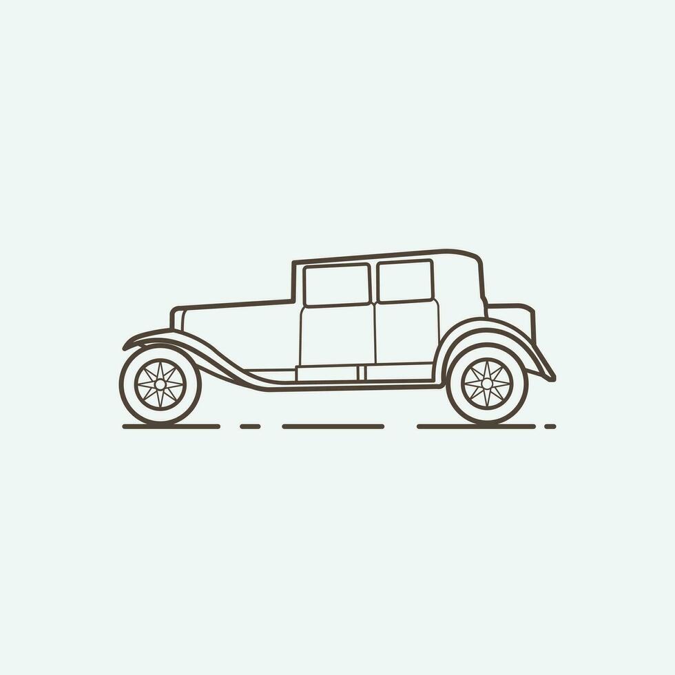 clásico retro coche línea vector icono ilustración