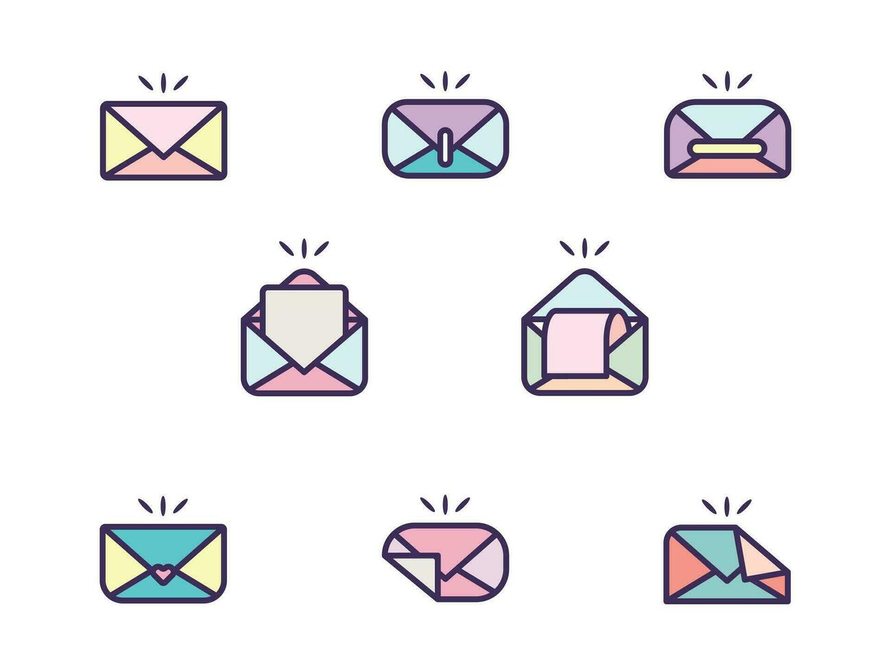 Message icon set playful color vector illustration