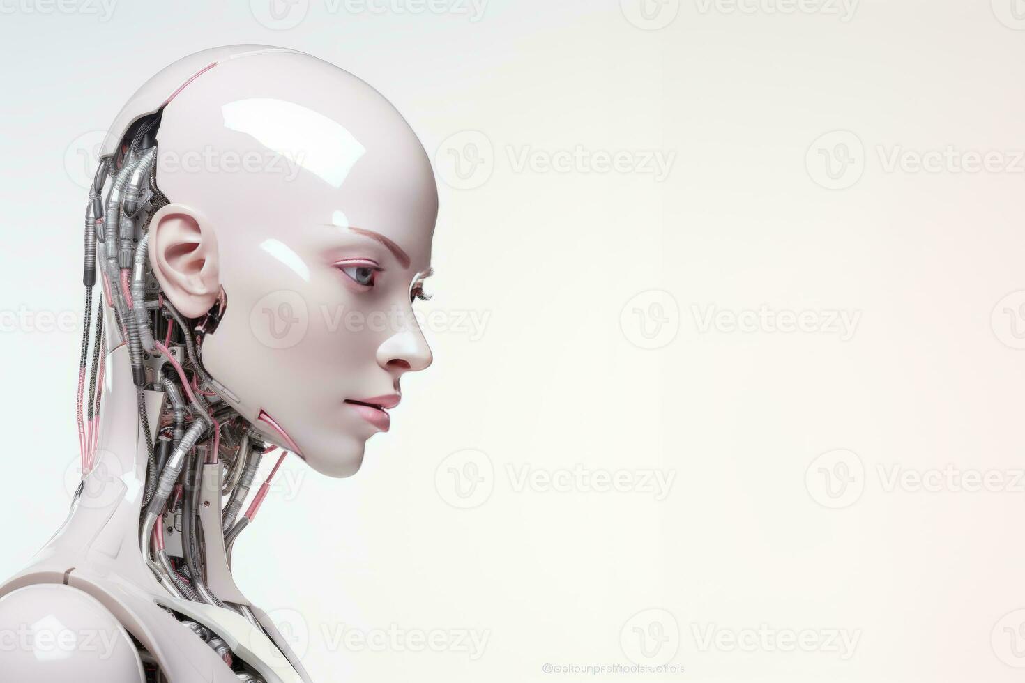 AI Generated A humanoid female robot on a bright background. photo