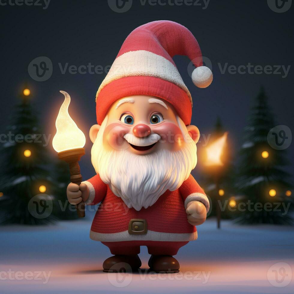 AI Generated Cute Christmas gnome on a New Year's background. photo