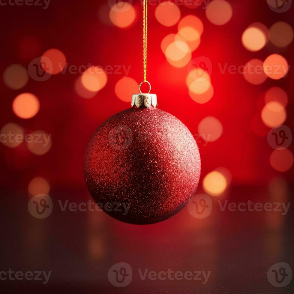 AI Generated red Christmas ball on a bright background. photo