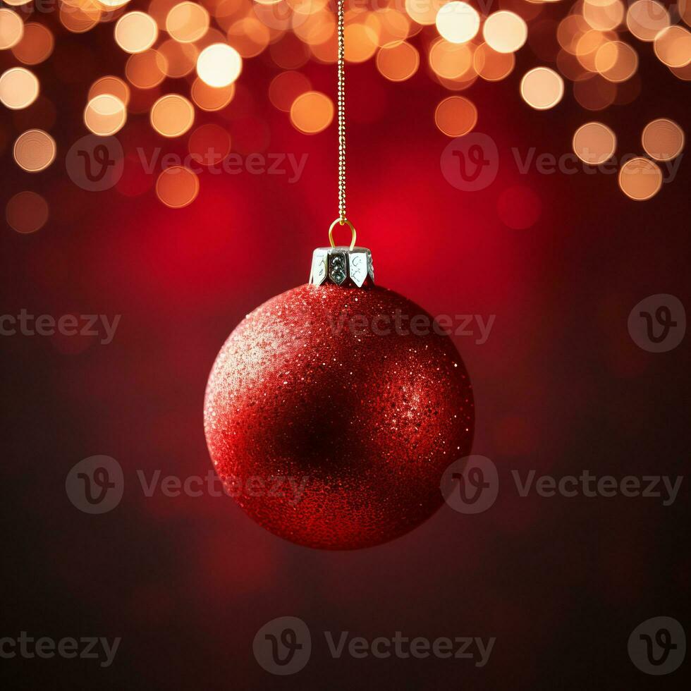 AI Generated red Christmas ball on a bright background. photo