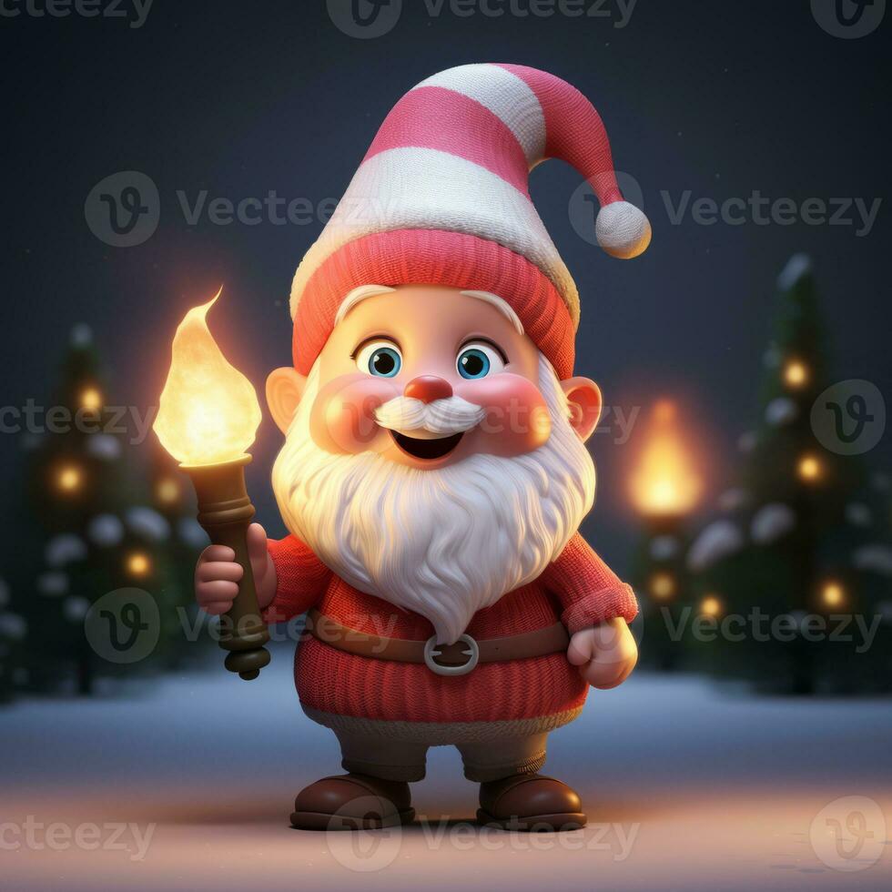 AI Generated Cute Christmas gnome on a New Year's background. photo