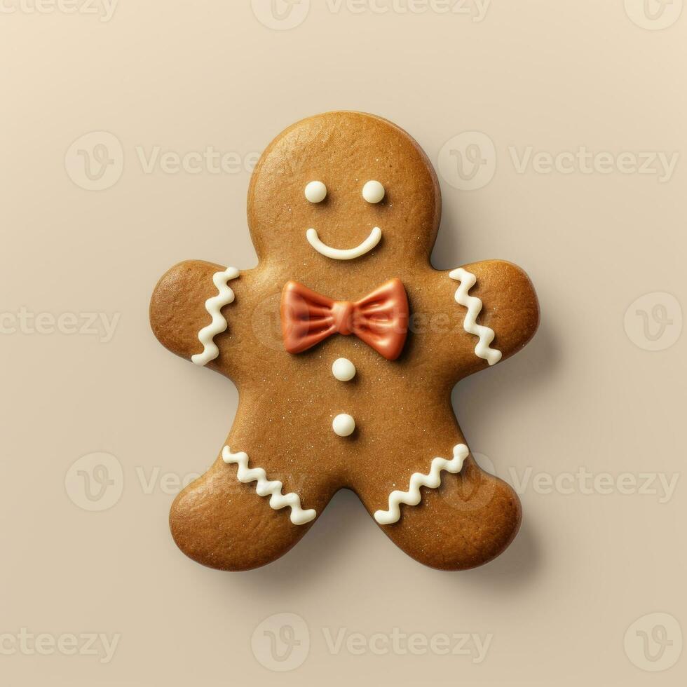 AI Generated Christmas gingerbread man on a bright background. photo