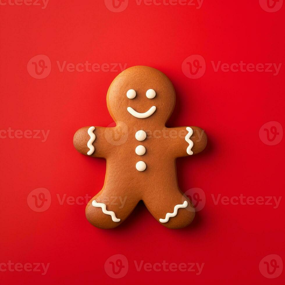 AI Generated Christmas gingerbread man on a bright background. photo