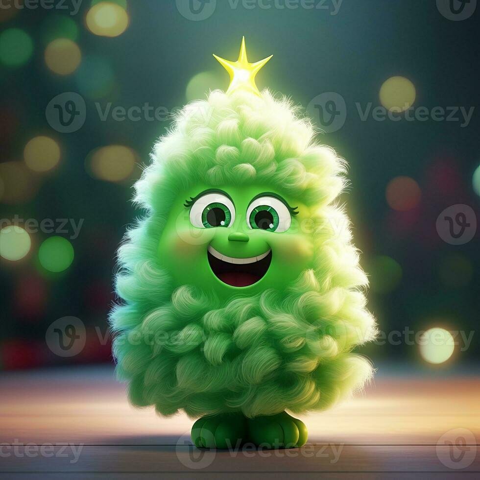 AI Generated Cute Christmas tree on a New Year background photo