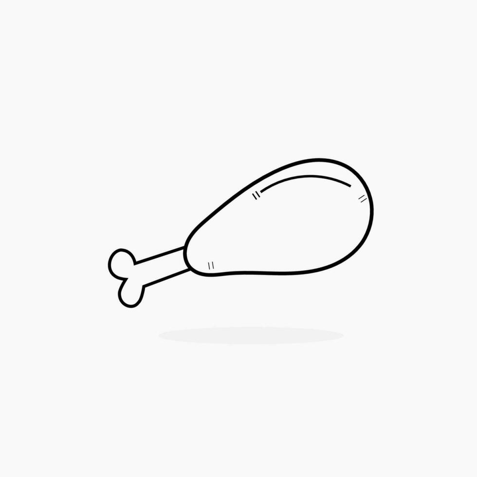 Vector illustration of food. meat icon design of chicken thigh or drumstick. simple line element for cafe, stall, sign, identity. street fast food concept idea