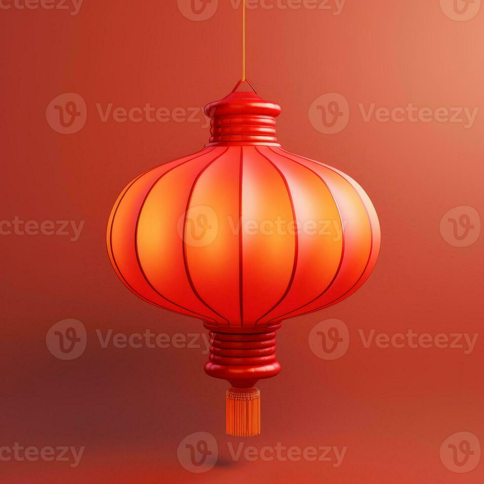AI Generated Red Chinese flashlight on a light background. photo