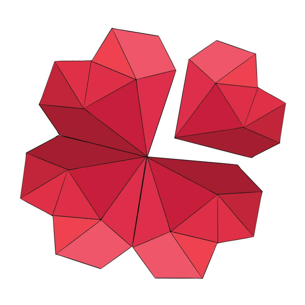 Vector illustration of red diamond shaped hearts ornament. Image for postcard or sweets or gift box for Valentines day