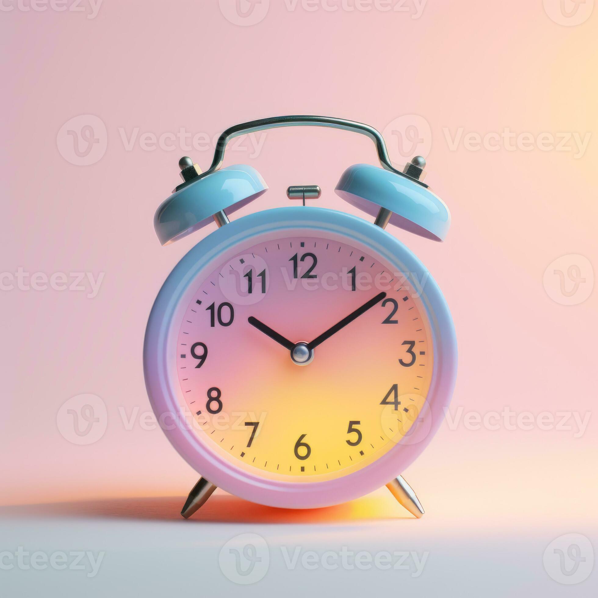 AI Generated Bright alarm clock on a bright background. 34041300 Stock