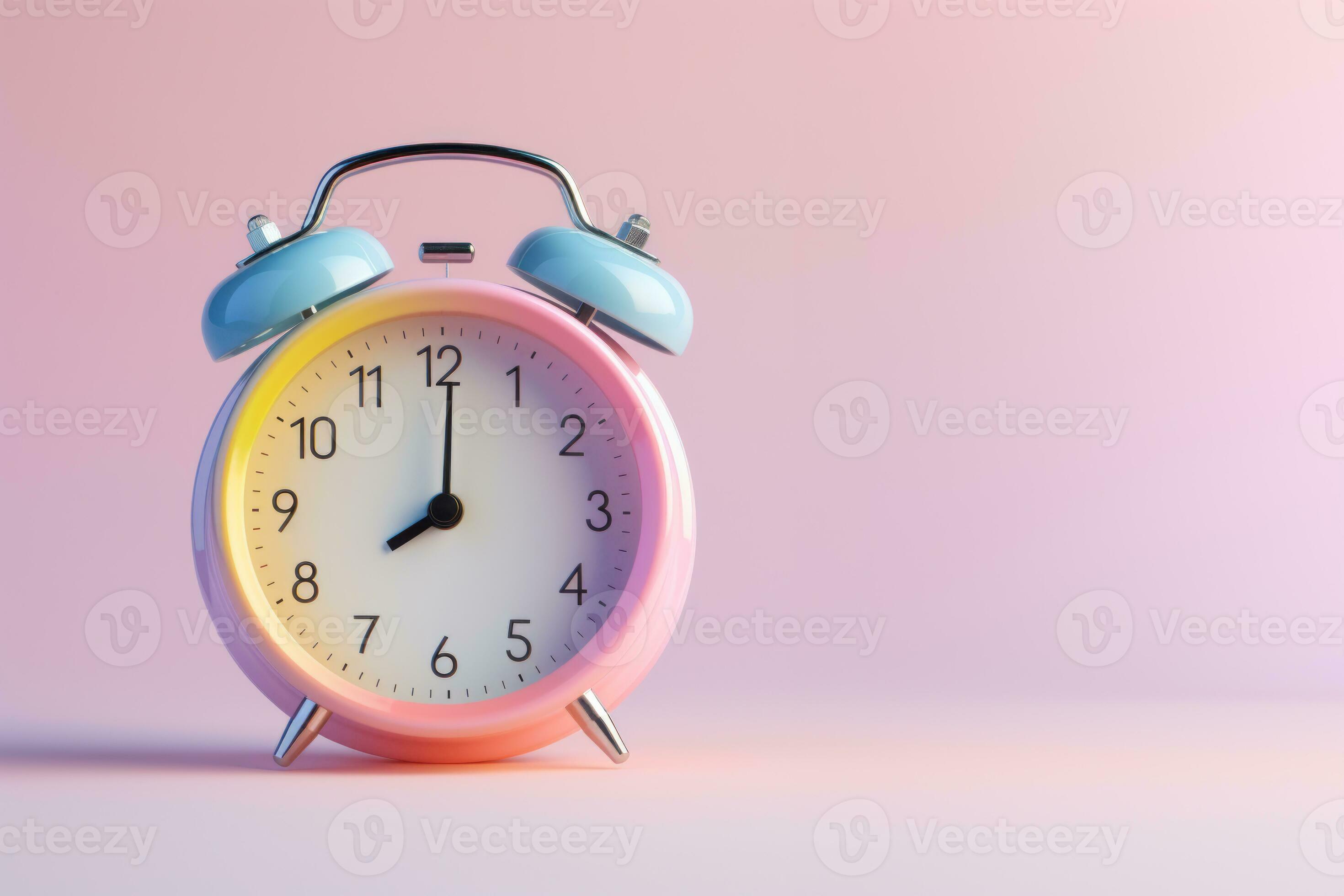 AI Generated Bright alarm clock on a bright background. 34041310 Stock