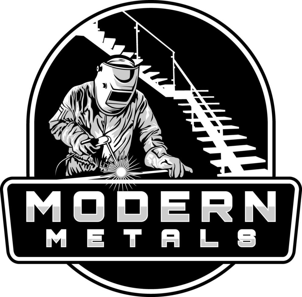 soldadura arco moderno metal ilustración logo diseño vector