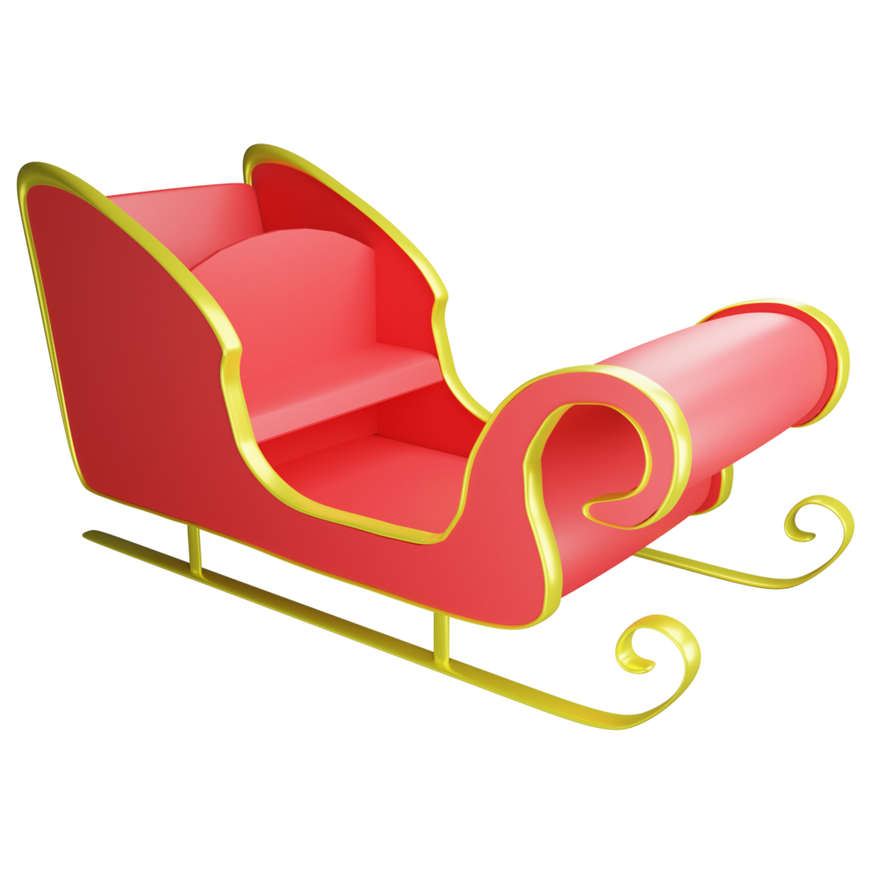 Sleigh clipart flat design icon isolated on transparent background, 3D render Christmas and winter concept png