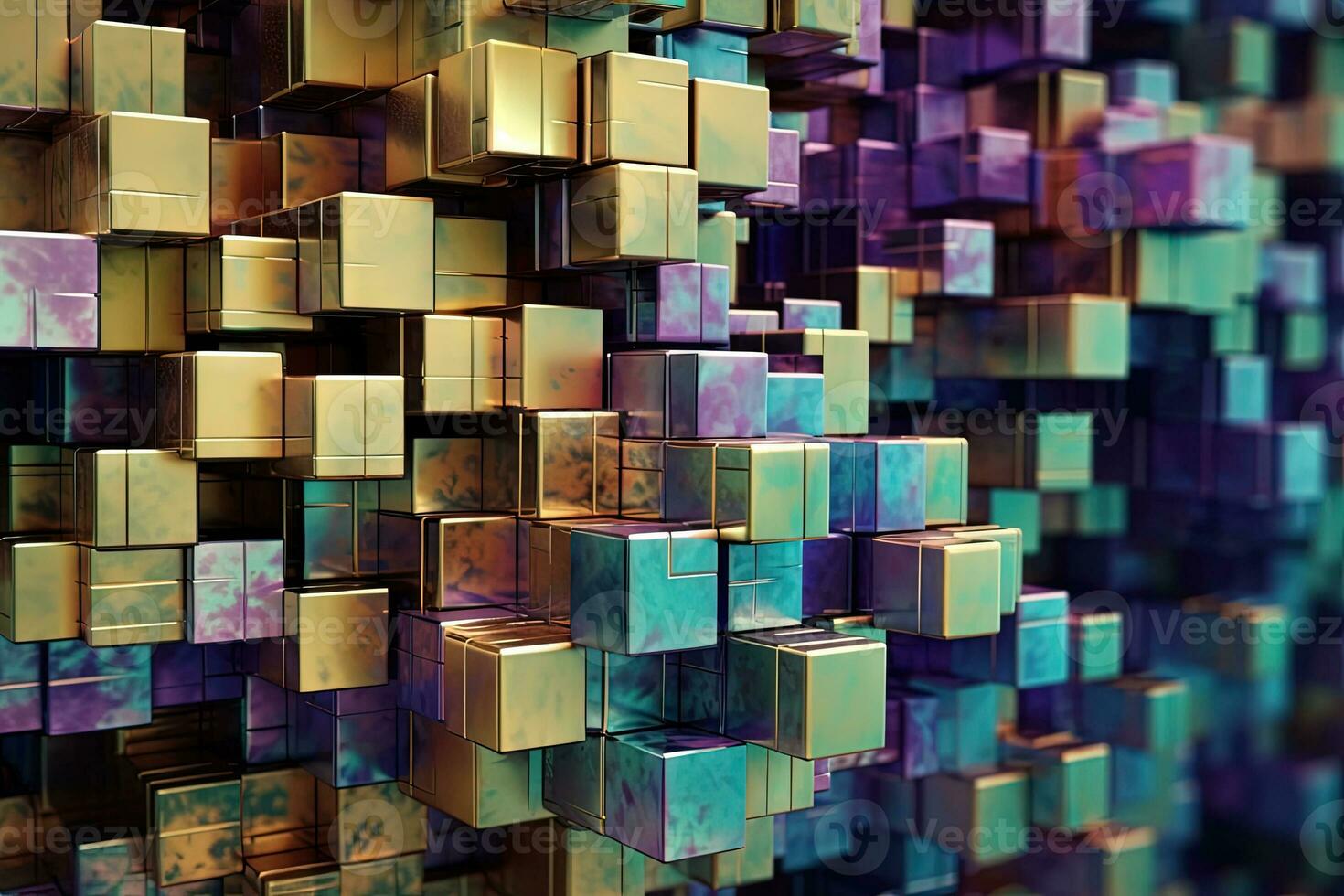 Abstract background with structure of cubes. Colorful cubes texture for technology backdrop. Generated AI. photo