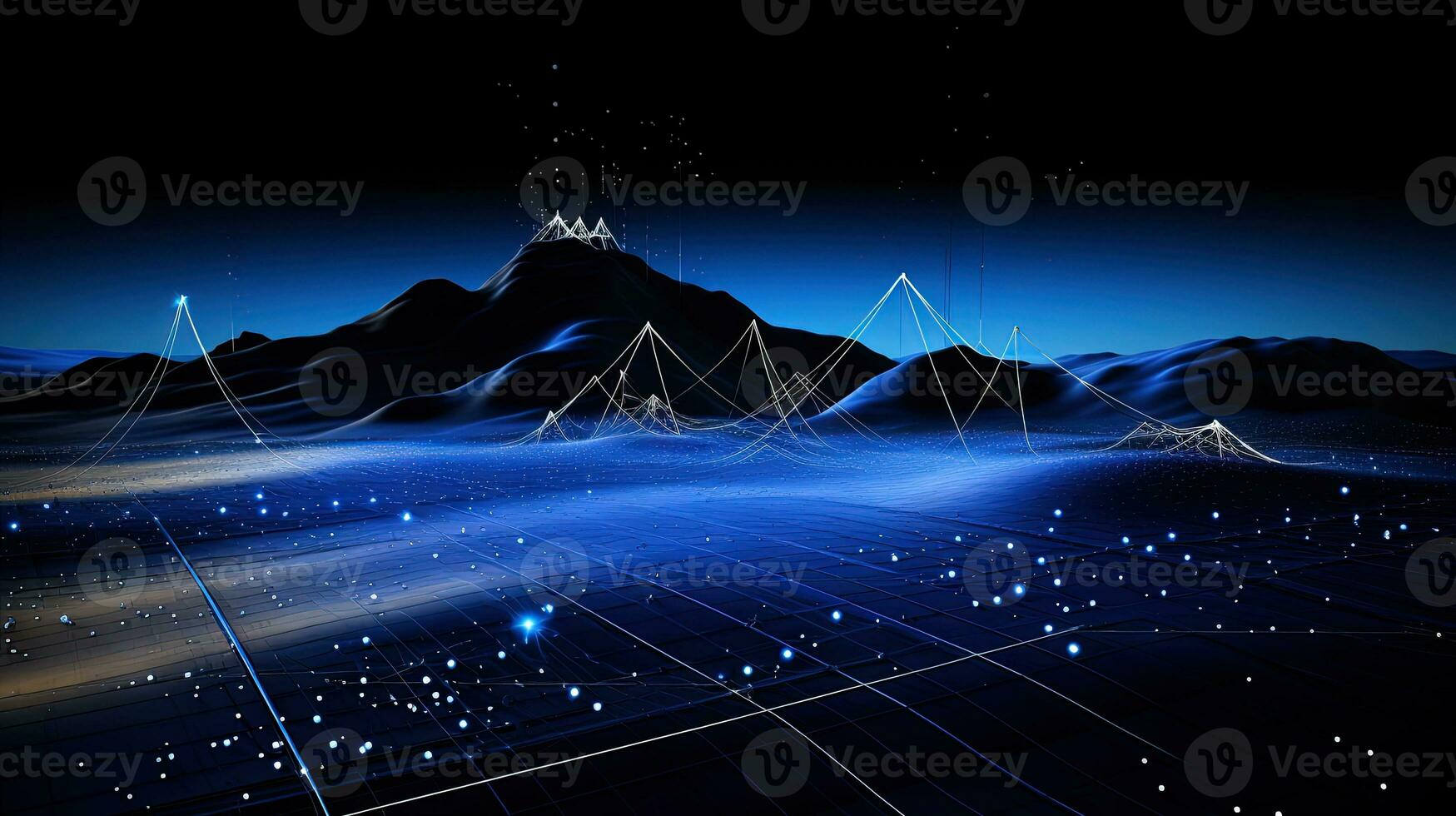 Abstract business graph in mountain style. Data connection concept element for business. Generated AI. photo