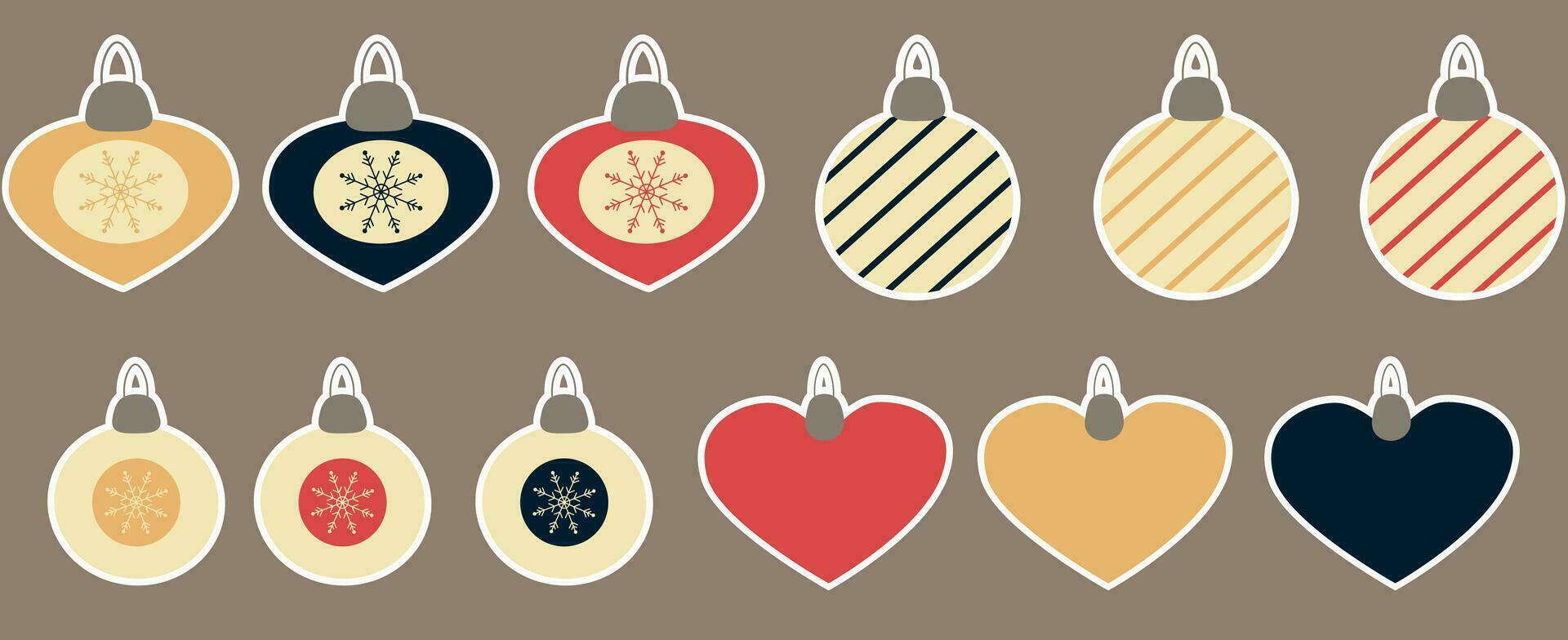 Vector clipart with Christmas balls, ornaments and snowflakes. Christmas bubbles stickers set