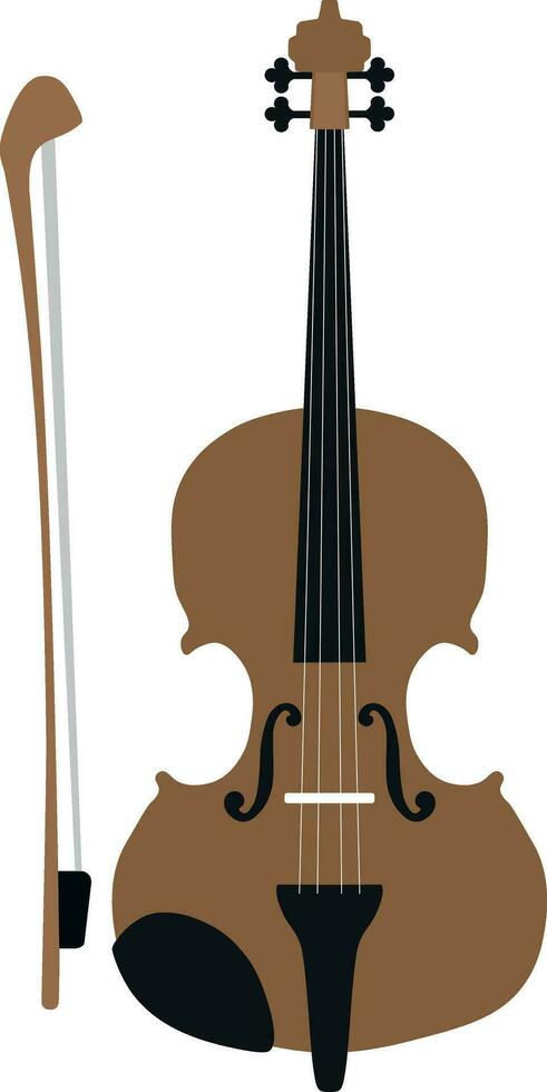 Vector illustration of violin and bow. Classic vintage fiddle template