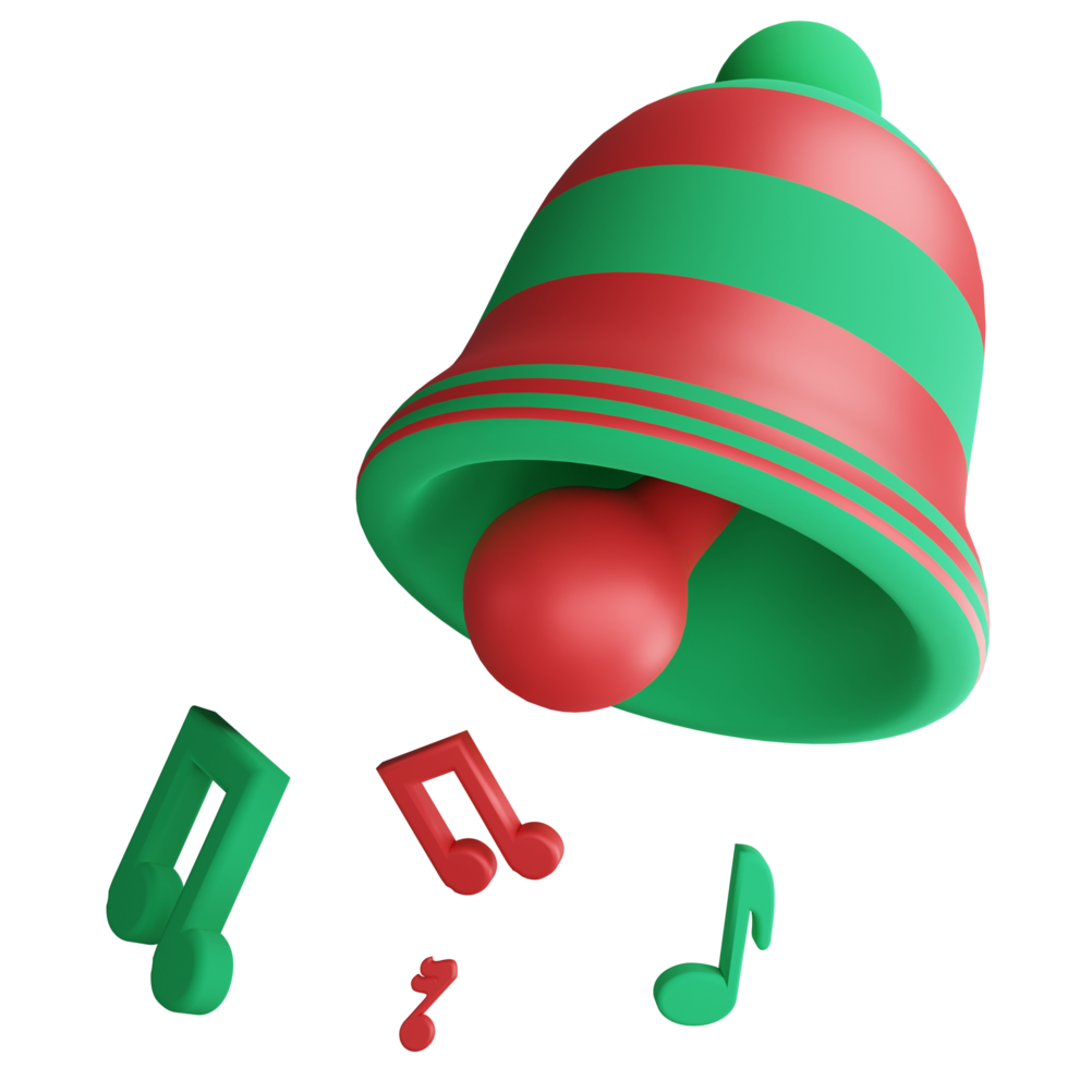 Christmas bell clipart flat design icon isolated on transparent background, 3D render Christmas and New year concept png