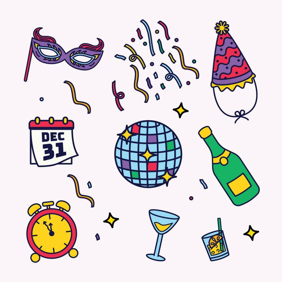 New Year party celebration, party element collection vector