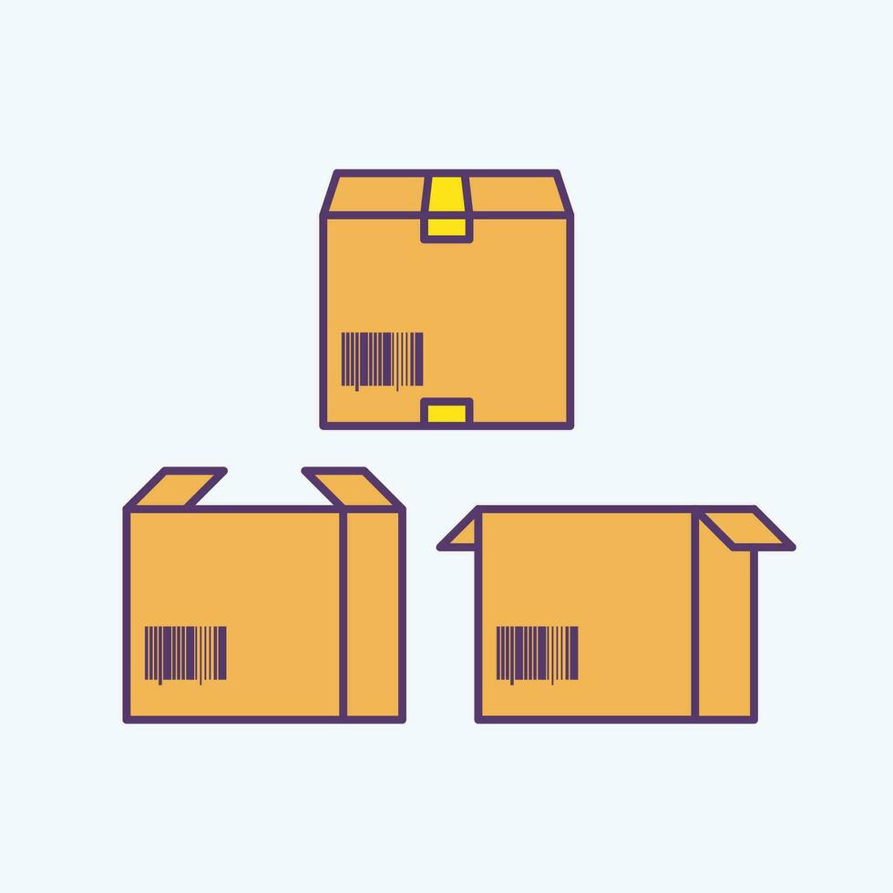 Package Box, Cardboard Boxes flat illustration vector