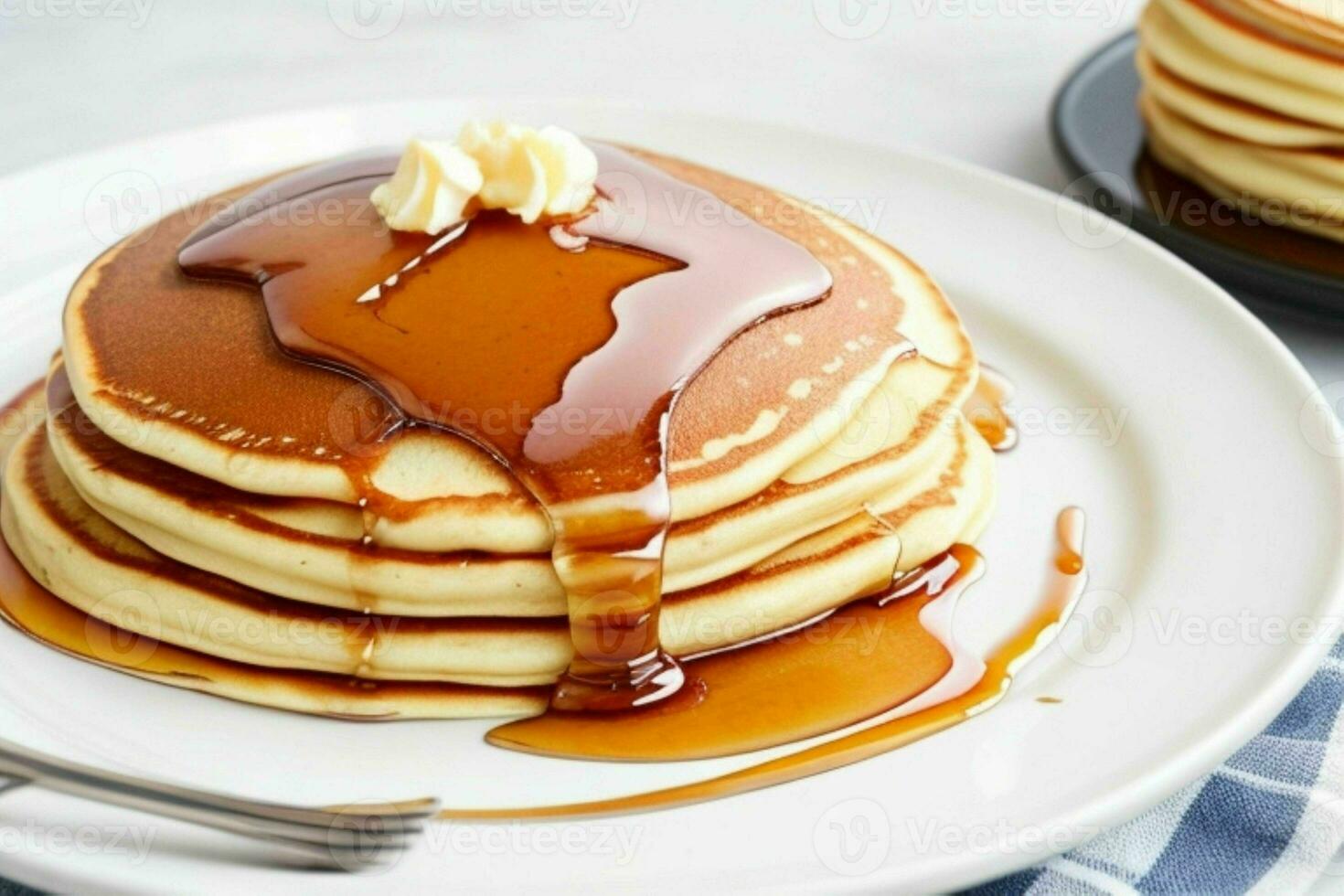 pancake with syrup glaze. AI Generative Pro Photo