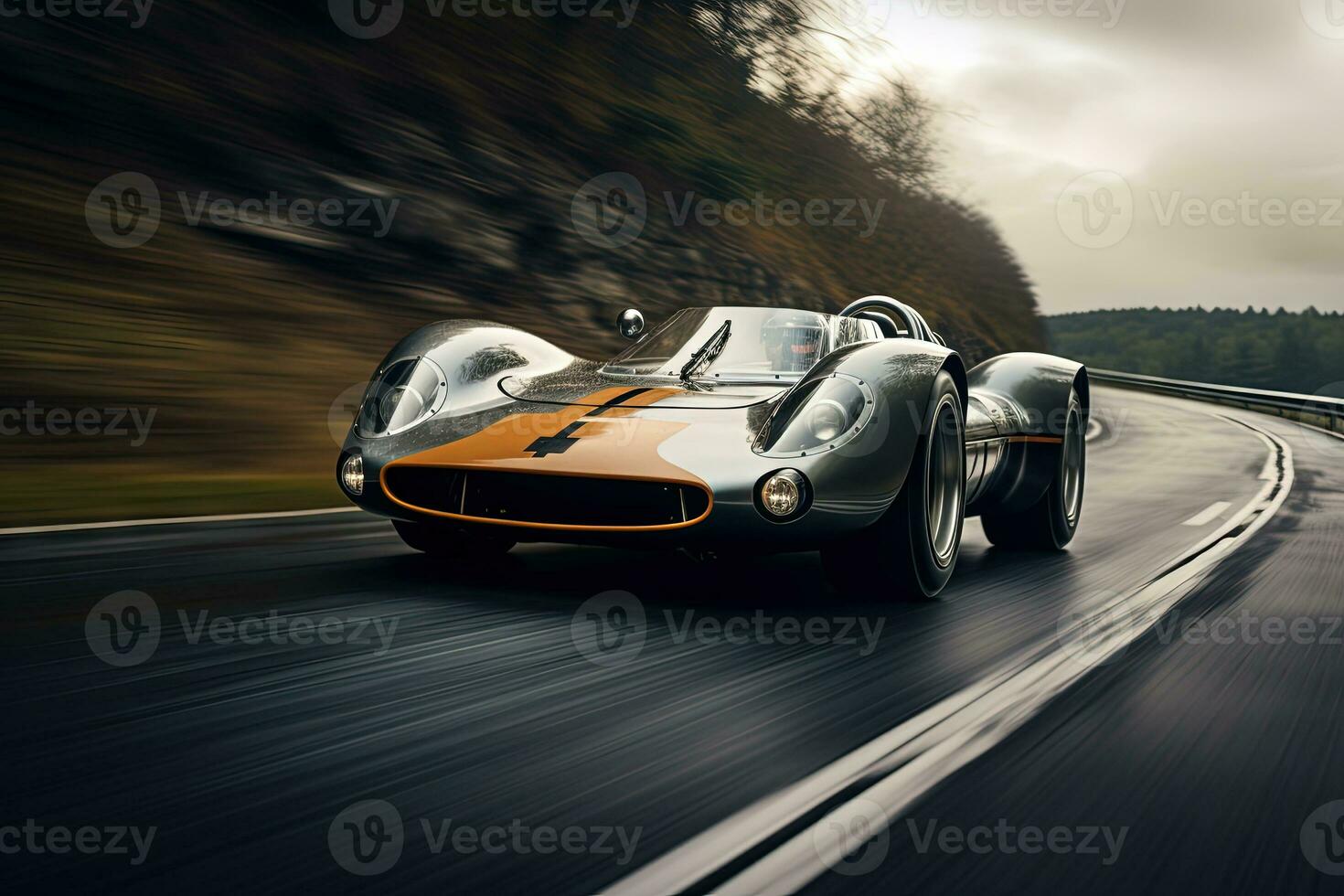 Racing car on the lap. Abstract racing auto on high speed. Generated AI. photo