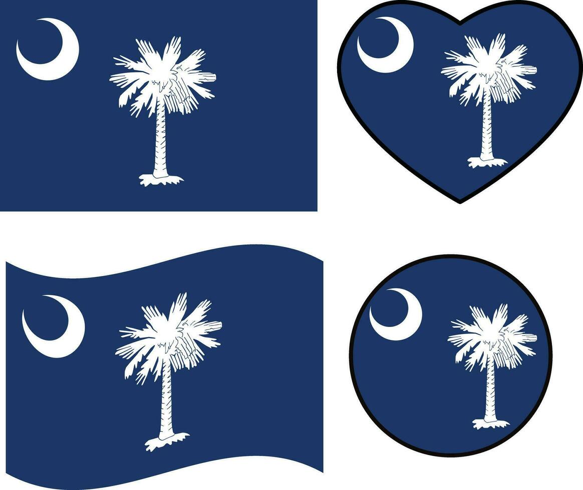 South Carolina flag icon. Waving flag of South Carolina . Heart South Carolina flag. Round South Carolina flag. flat style. vector