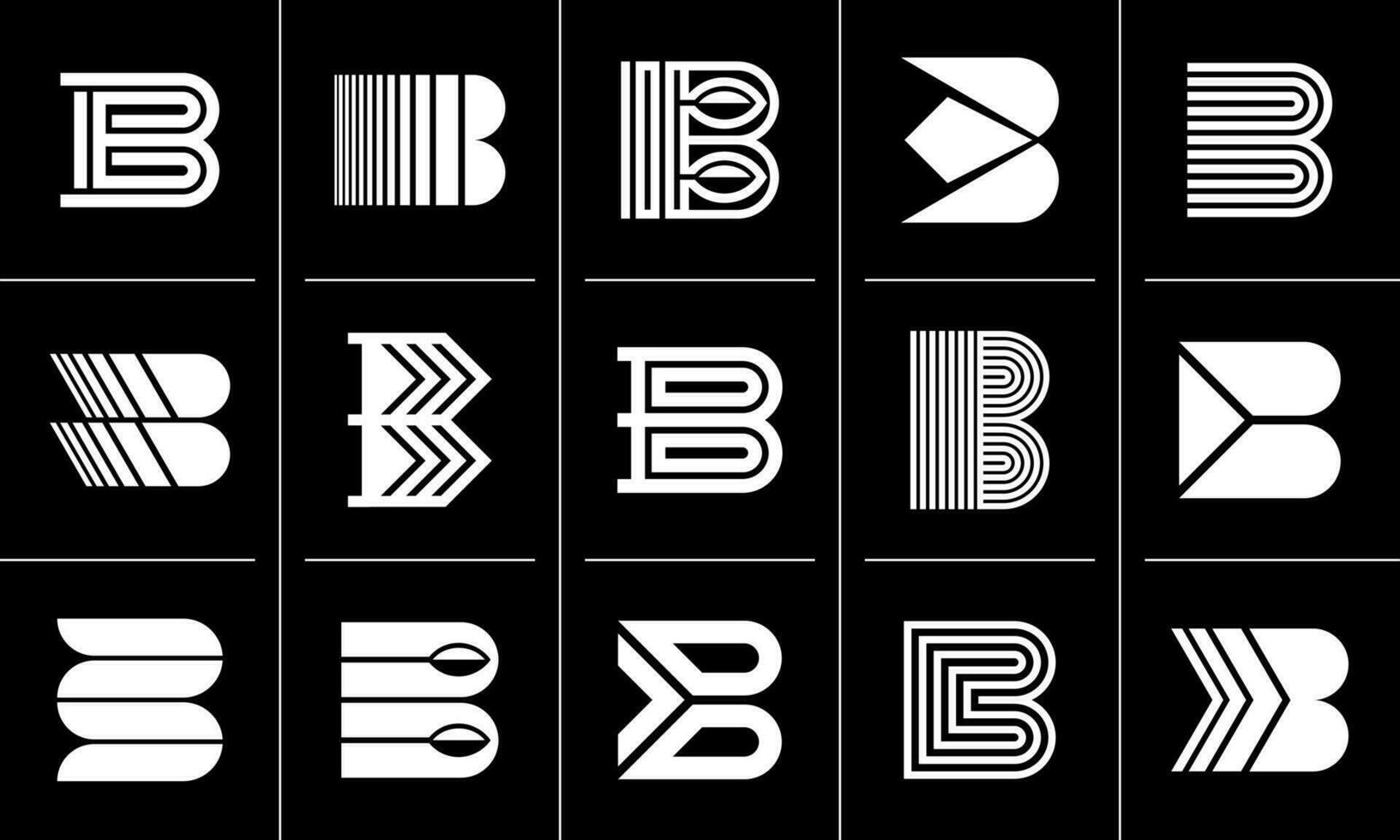 Modern line flat initial letter B logo design bundle vector