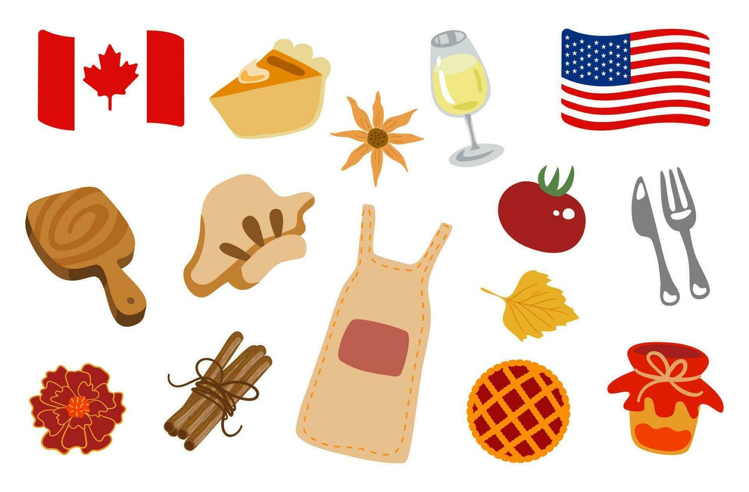 Thanksgiving Day Cute Flat Vector Bundle
