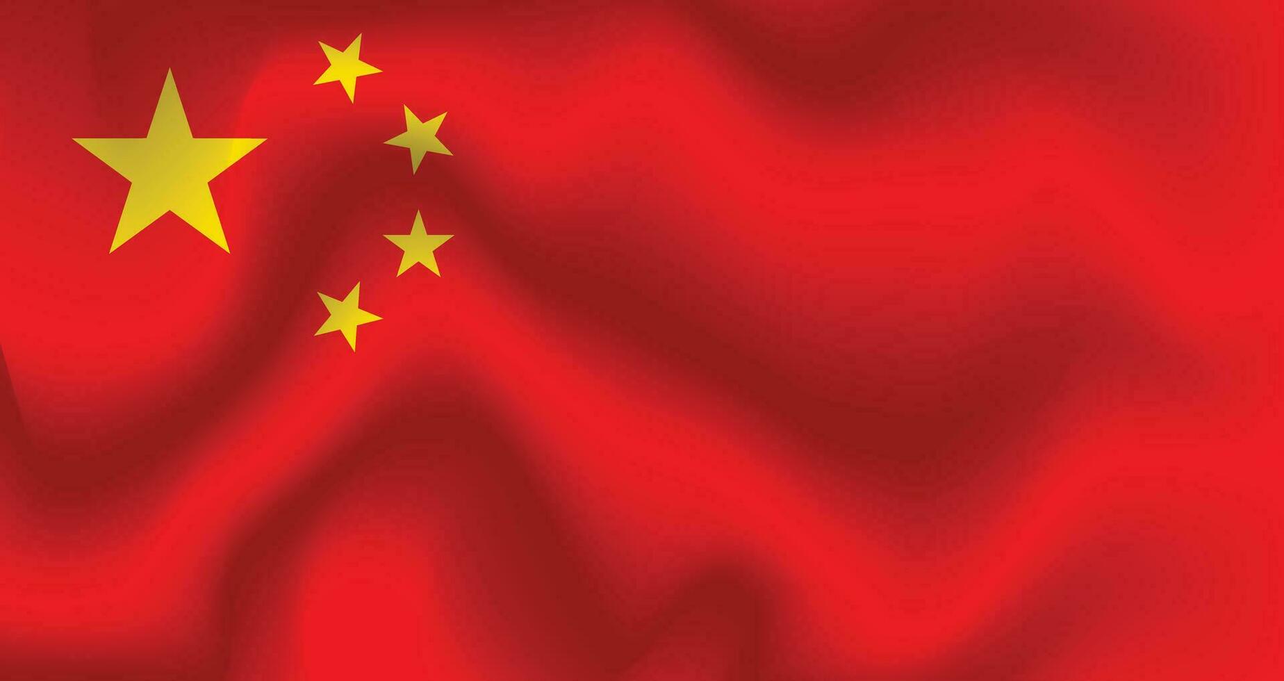 Flat Illustration of China flag. China flag design. China wave flag. vector