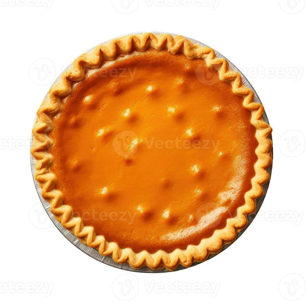 AI Generative Pumpkin pie isolated on white background. Thanksgiving Day photo