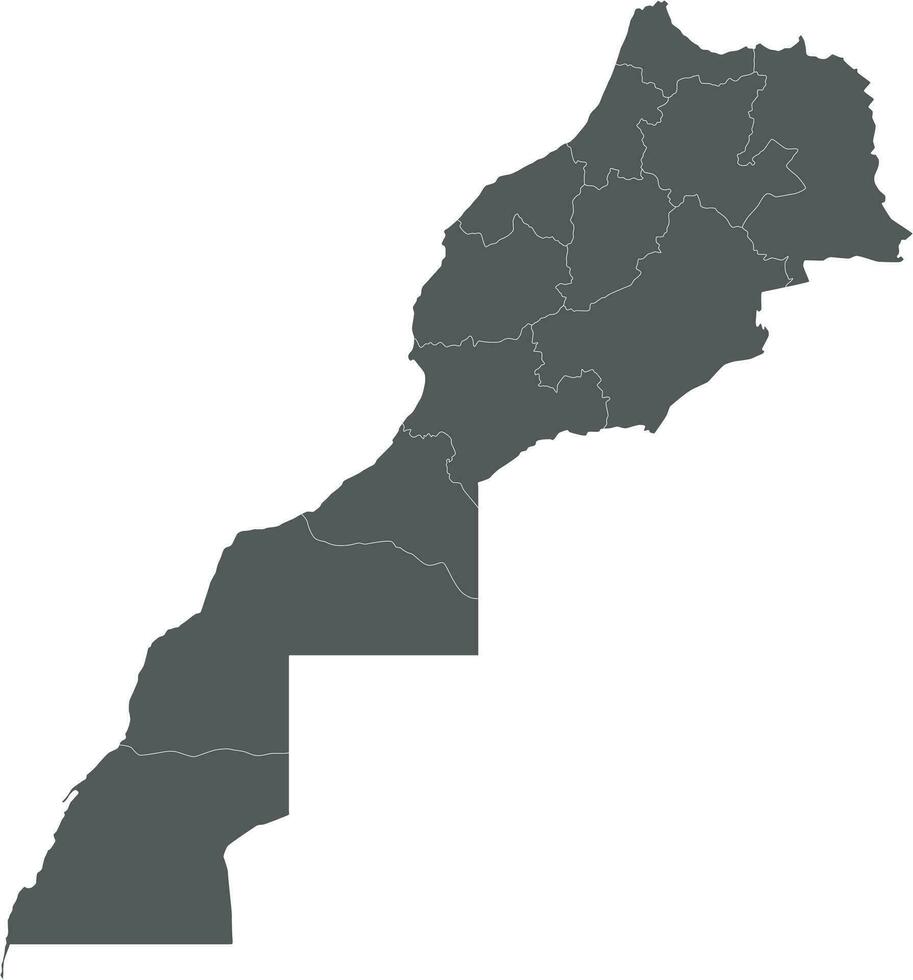 Vector blank map of Morocco with regions and administrative divisions. Editable and clearly labeled layers.