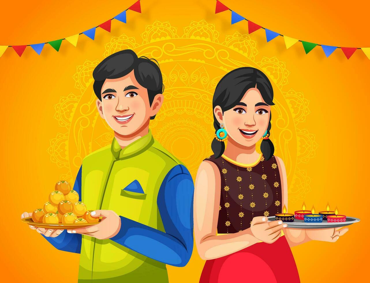 contento diwali indio festival celebracion saludo tarjeta antecedentes diseño para hindú diwali festival celebracion vector