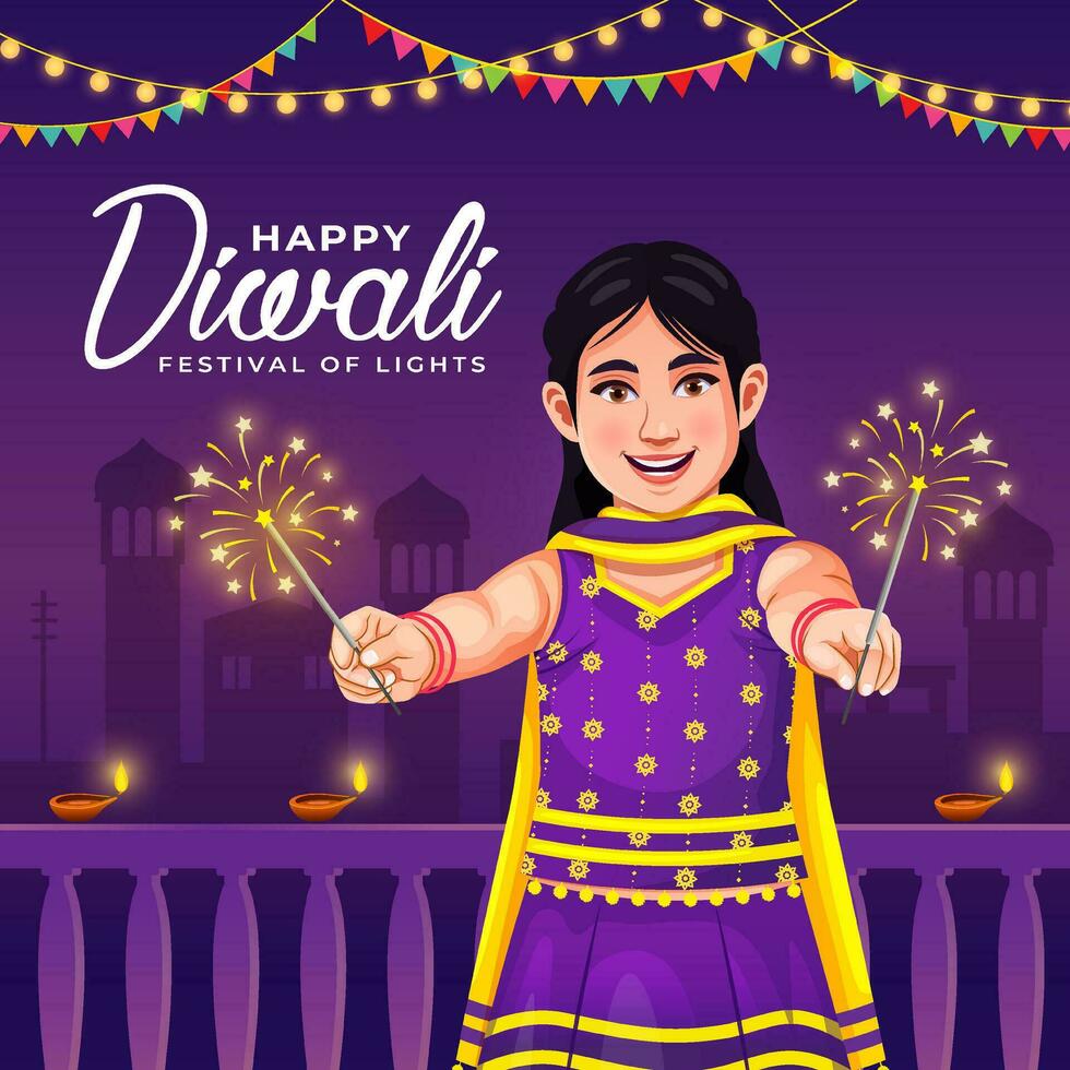 Happy Diwali Indian big festival poster design template. Indian festival promotion and advertisement concept vector