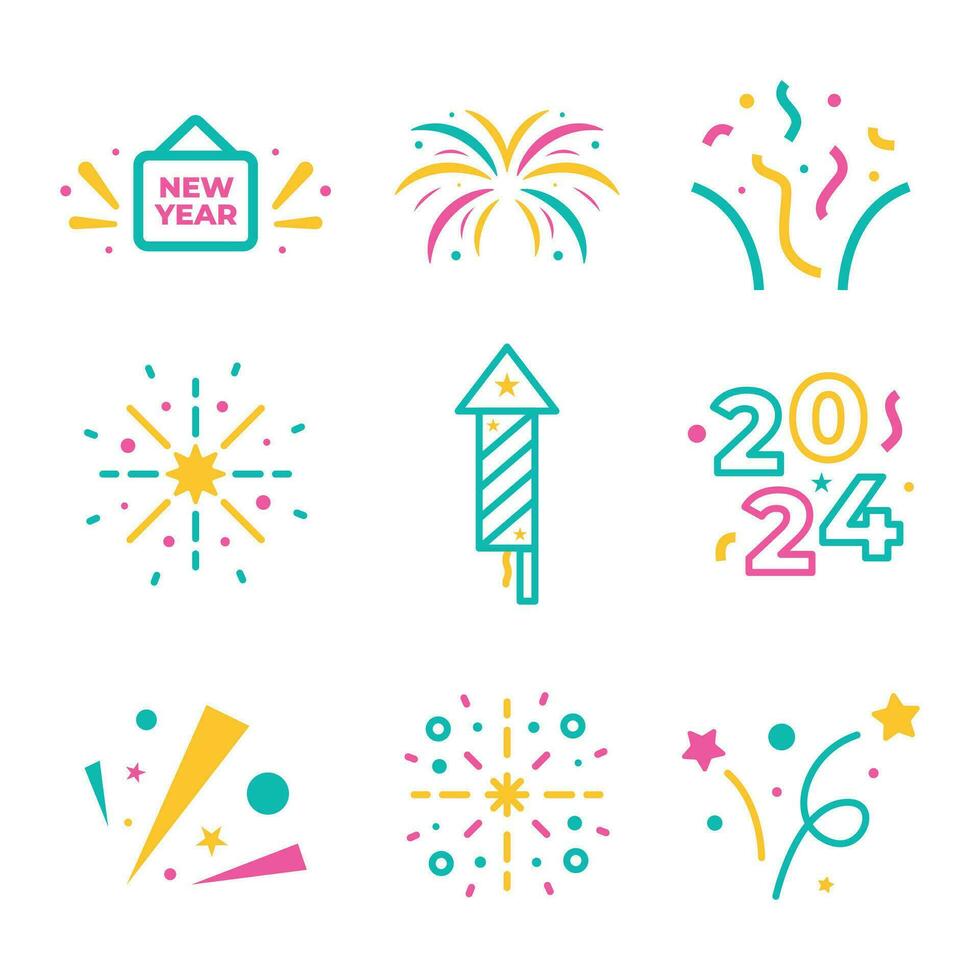 New Year Icon element collection vector