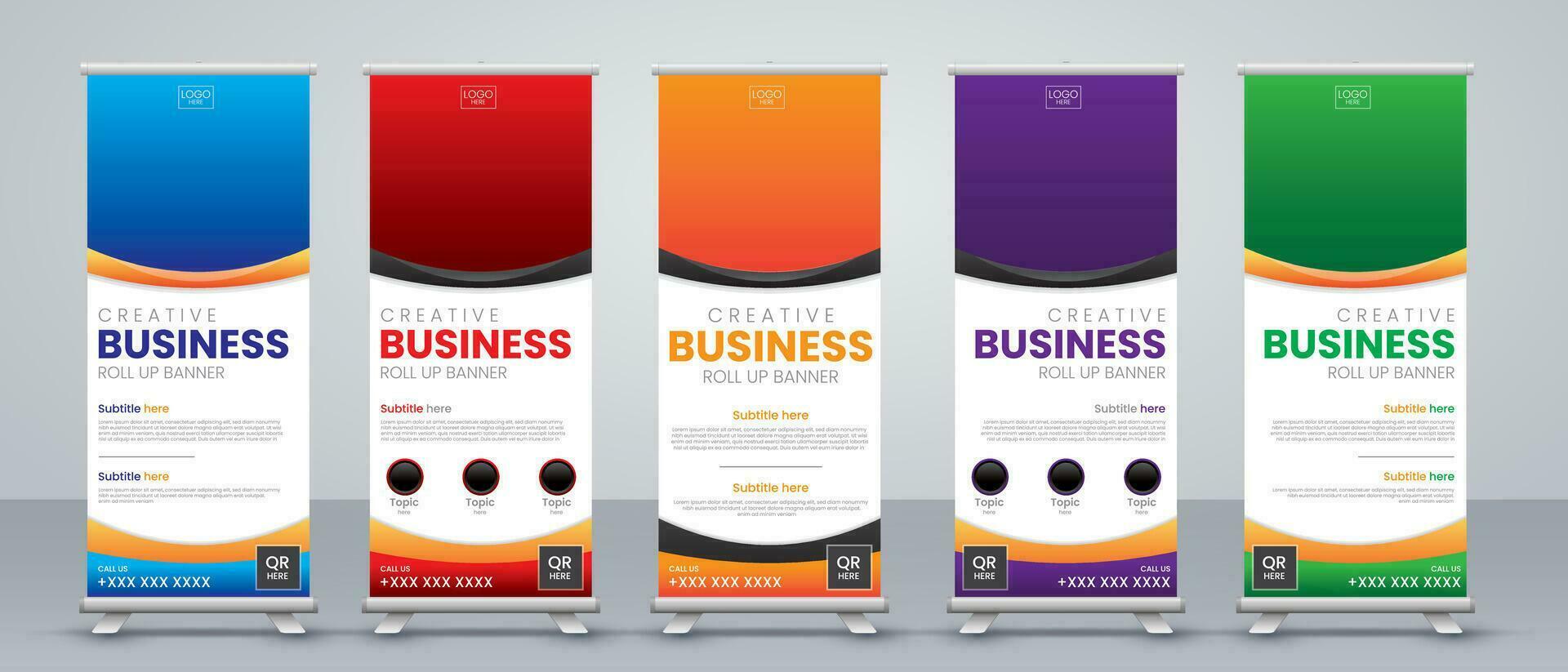 business abstract roll up banner design set vector