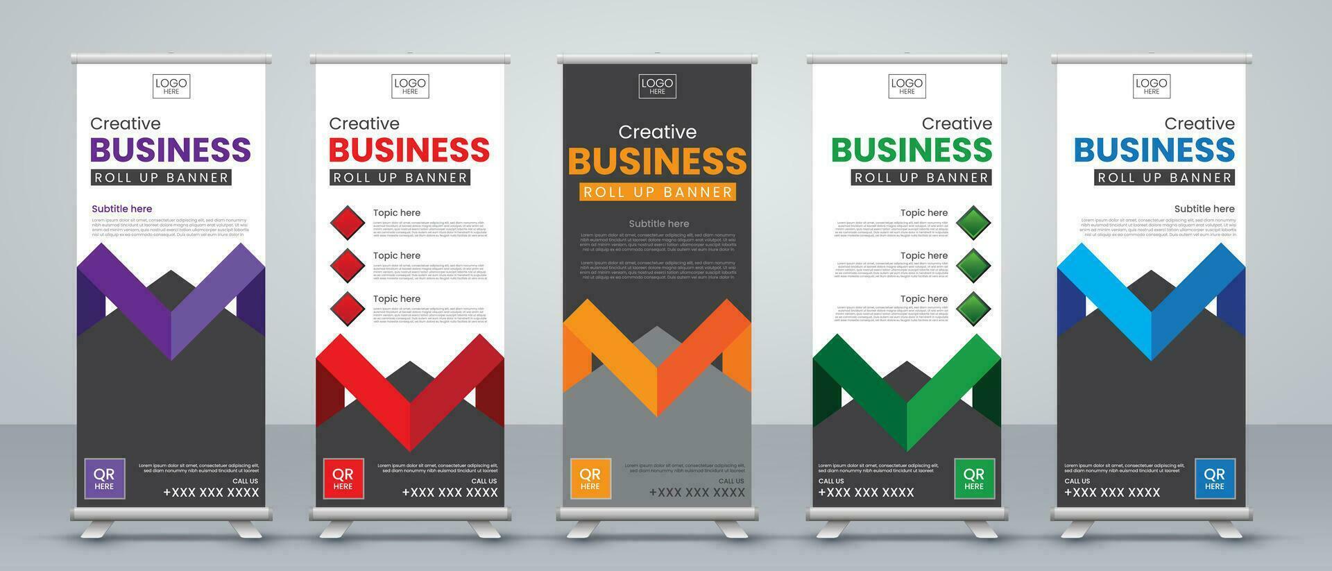 abstract shape roll up banner design vector