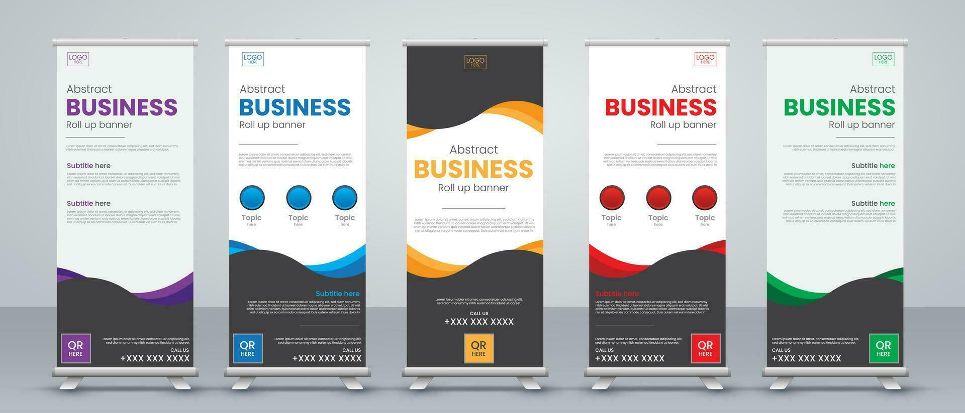 abstract roll up banner design set vector