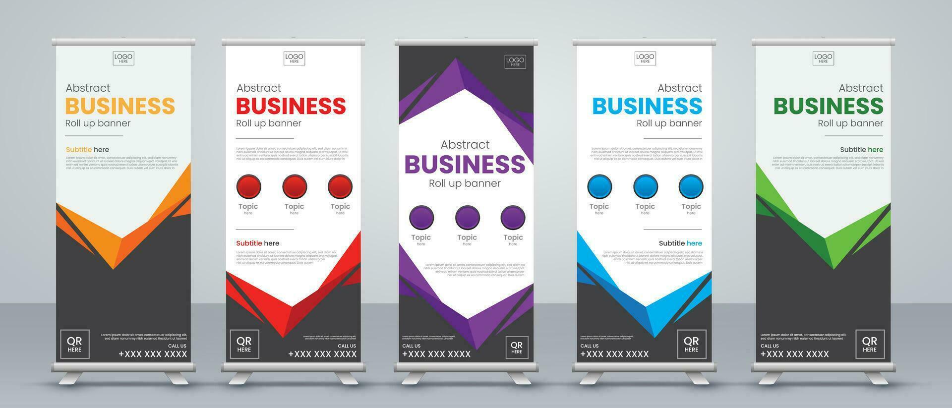 abstract roll up banner design set vector