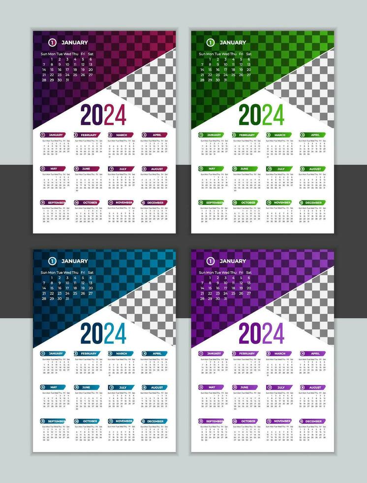 Vector Wall Calendar Design Template 2024