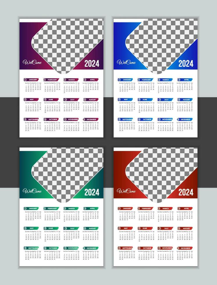 Vector Wall Calendar Design Template 2024