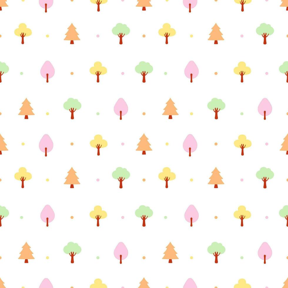 Seamless pattern of tree and plants, pastel color, background for design, decoration, printing vector