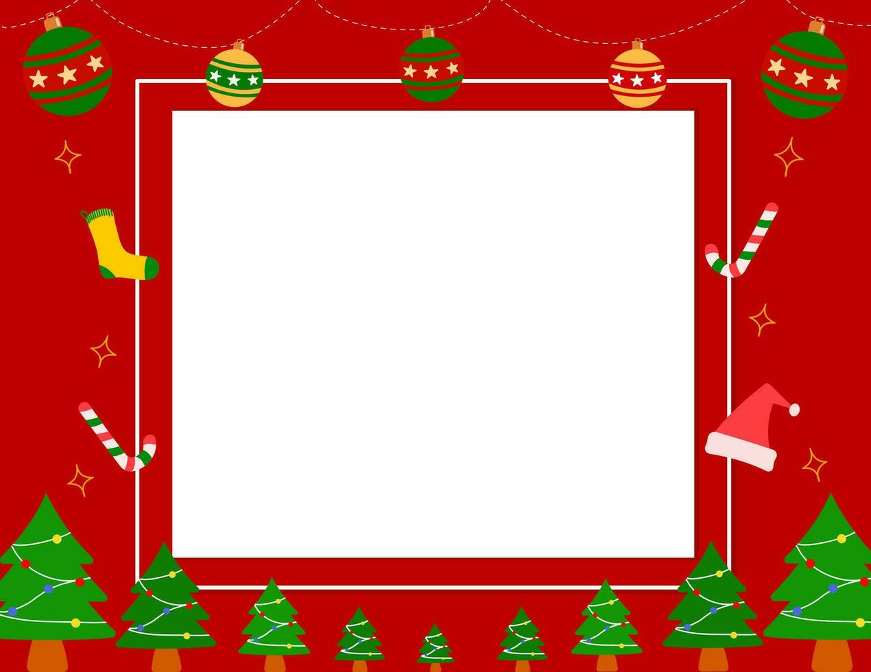Blank Christmas frame with Christmas decorations illustration background vector