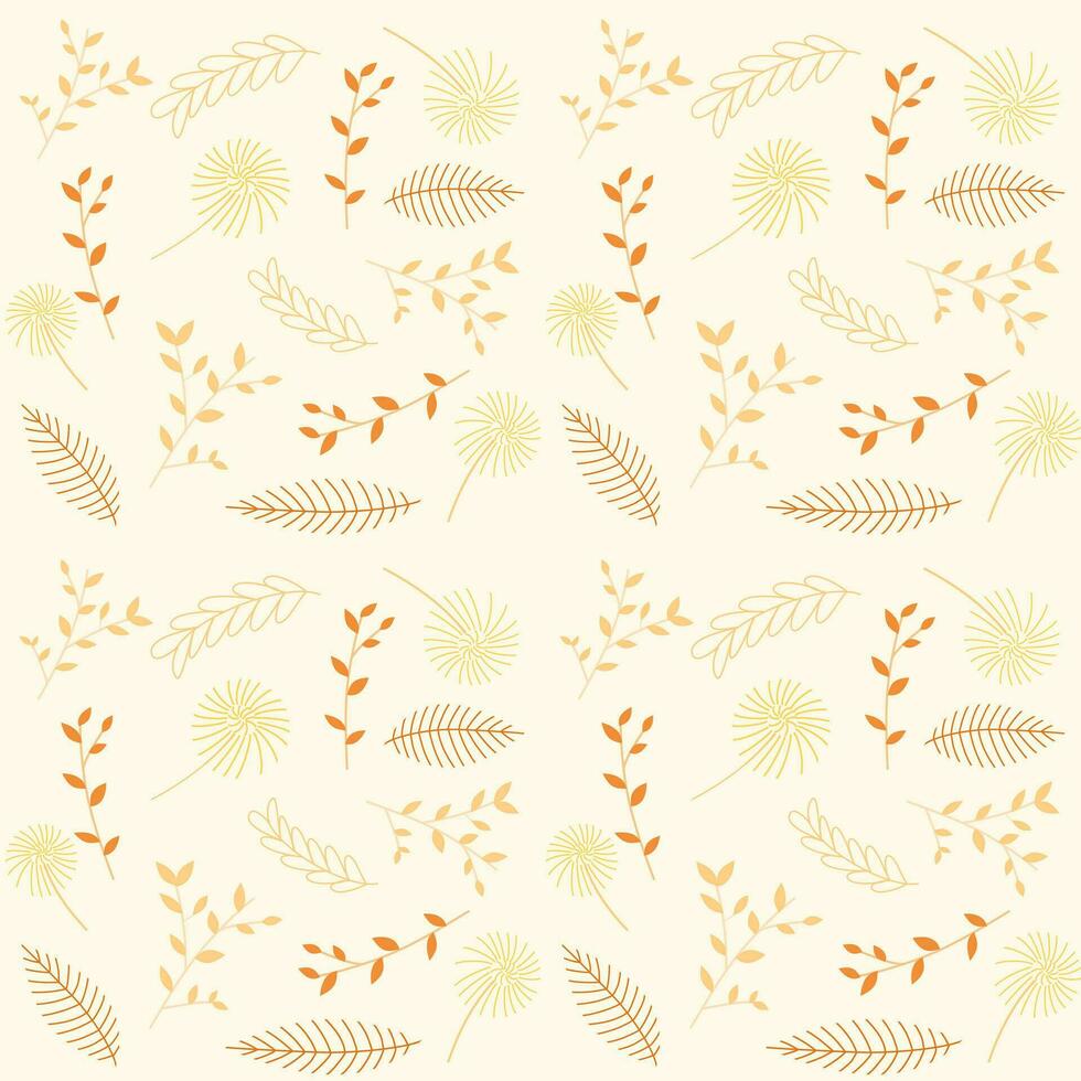 Seamless pattern of set of leaf and foliage vector background for design, decoration, printing