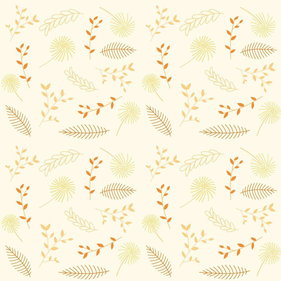 Seamless pattern of set of leaf and foliage vector background for design, decoration, printing