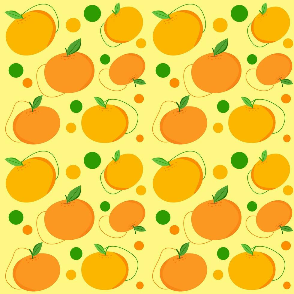 Seamless pattern of oranges, citrus, fruit vector in yellow background for design, decoration, printing