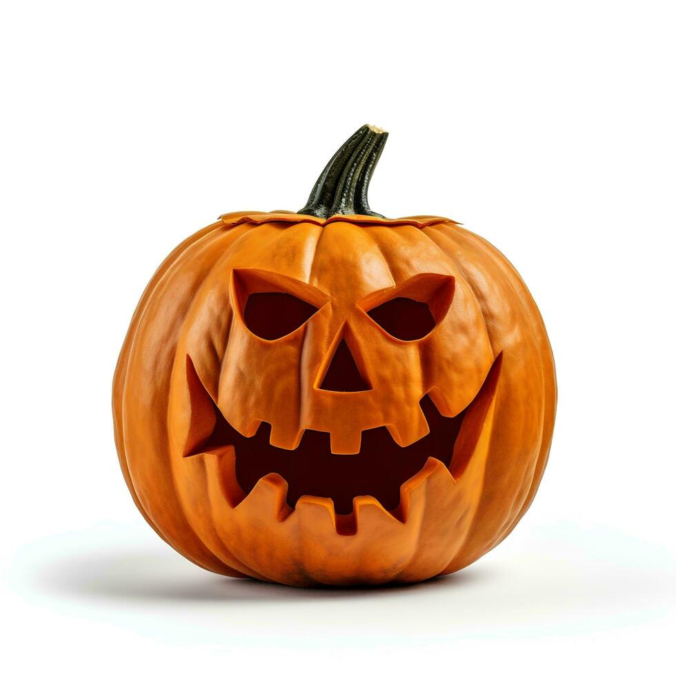 Halloween pumpkin fruit on isolated white background, AI Generative photo