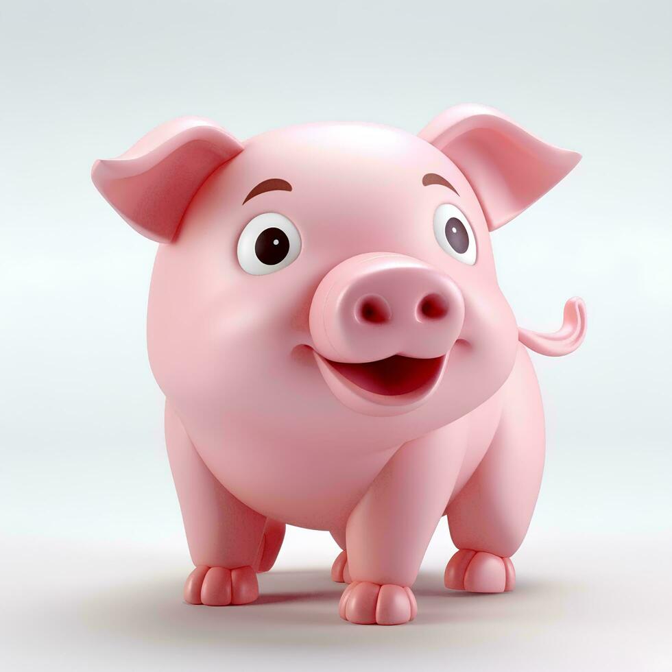 rosado cerdo animal 3d concepto, ai generativo foto