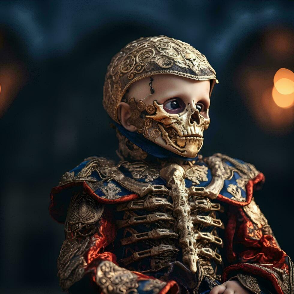 Human skeleton of a small child, AI Generative photo